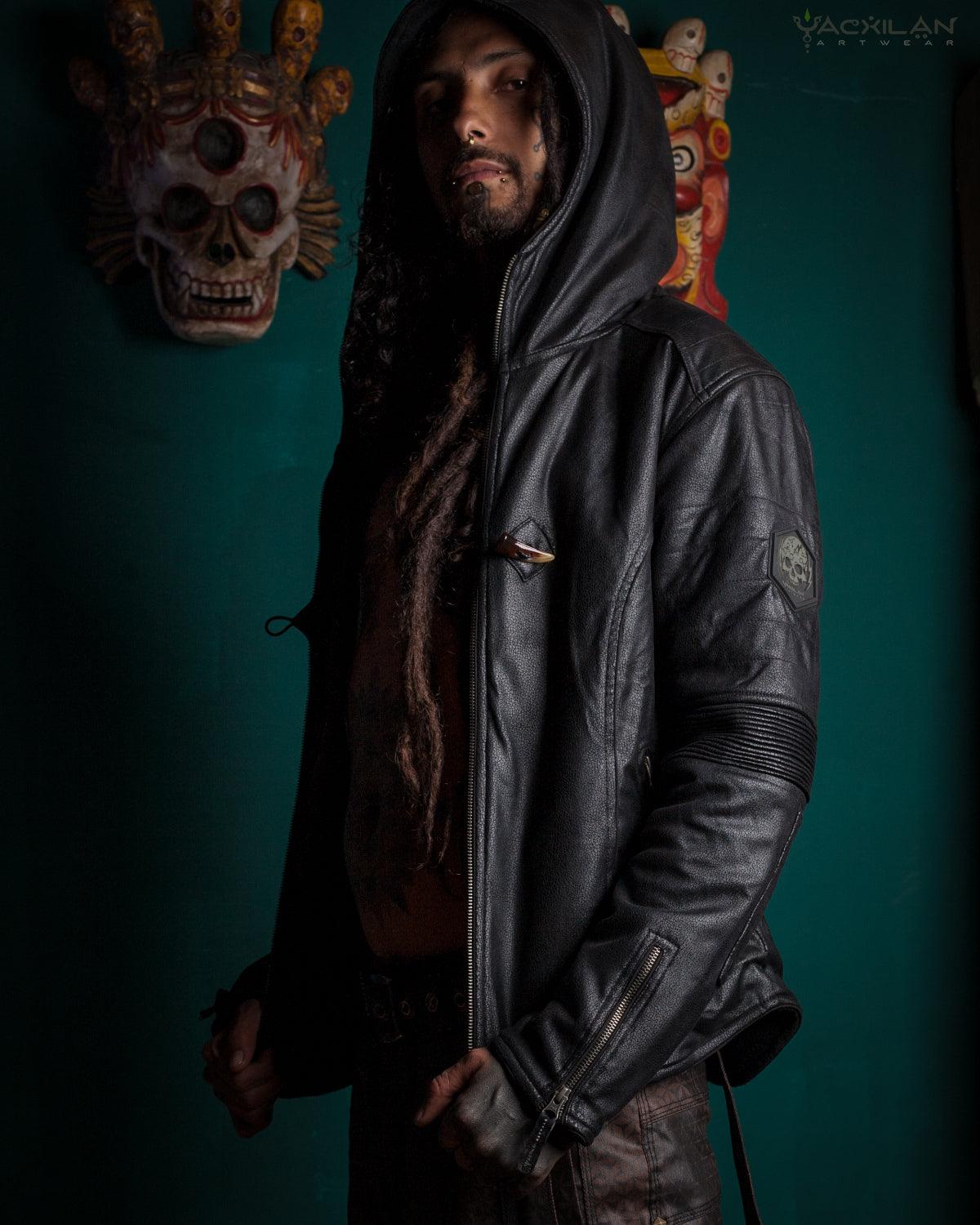 Jacket Men / Fake Leather Snake - BLACK - Yacxilan Artwear