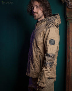 Jacket Men / Cotton Printed - Sand IKARO - Yacxilan Artwear