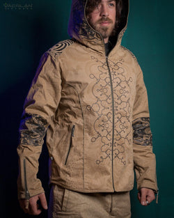 Jacket Men / Cotton Printed - Sand IKARO - Yacxilan Artwear