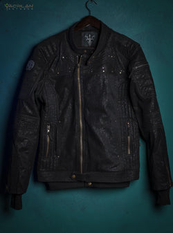 Biker Jacket Men / Fake Leather - BLACK ELEPHANT - Yacxilan Artwear