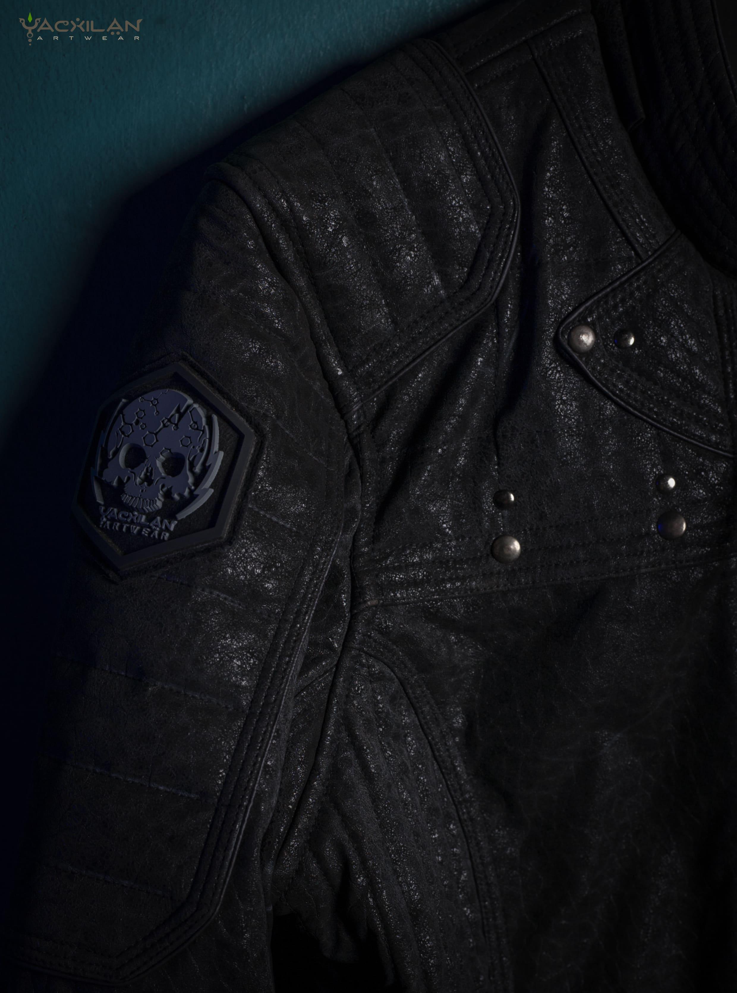 Biker Jacket Men / Fake Leather - BLACK ELEPHANT - Yacxilan Artwear