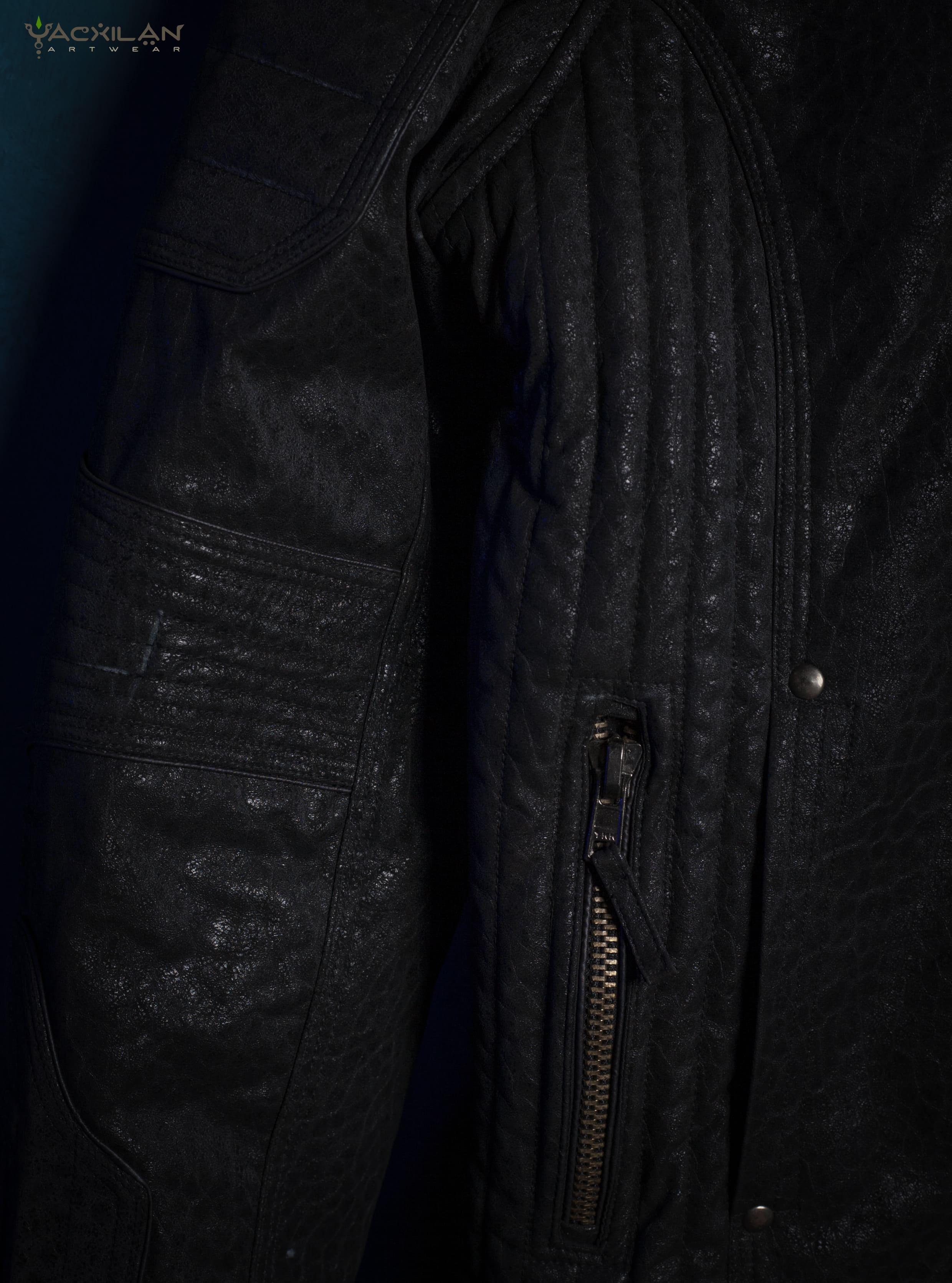Biker Jacket Men / Fake Leather - BLACK ELEPHANT - Yacxilan Artwear