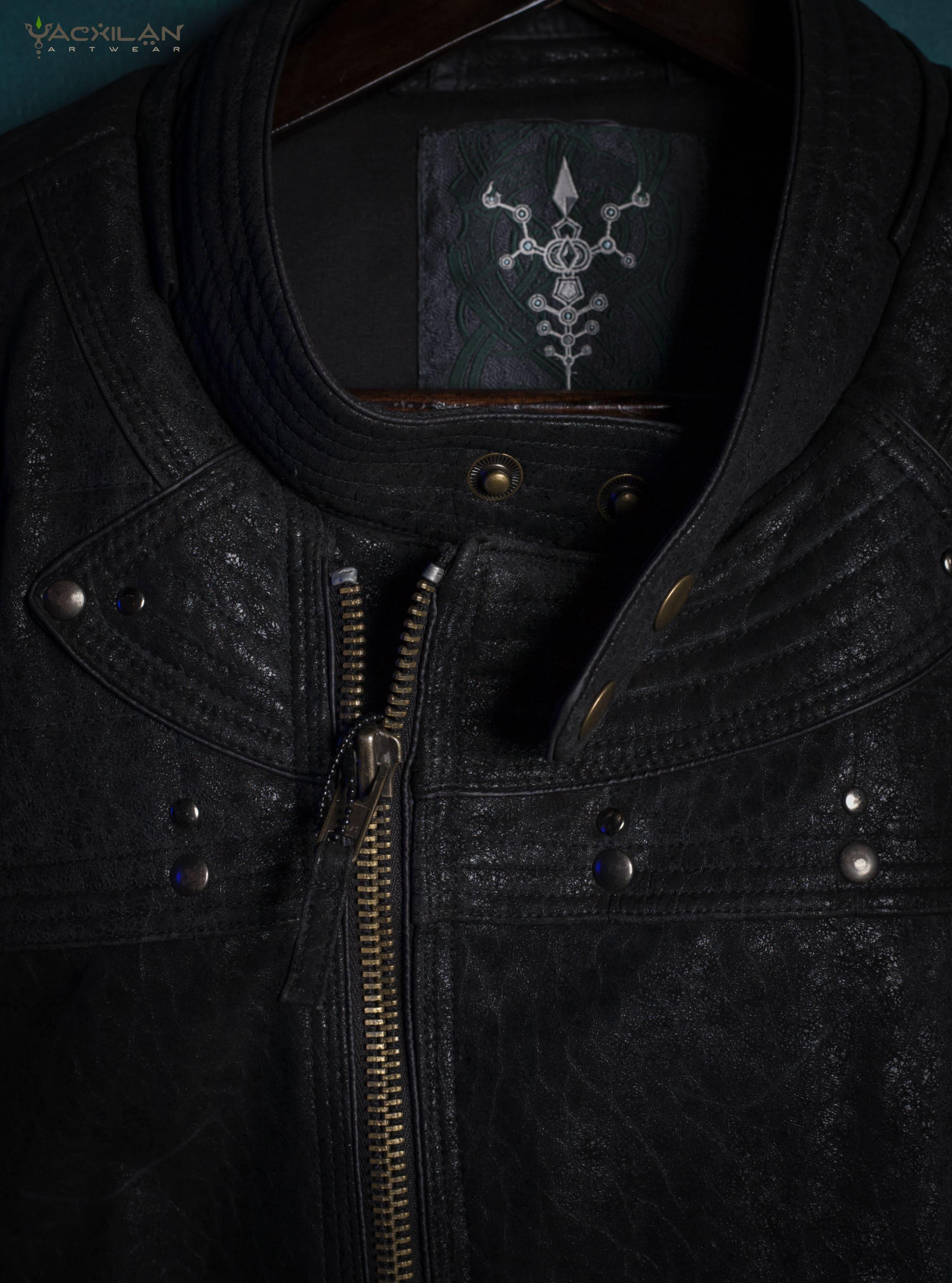 Biker Jacket Men / Fake Leather - BLACK ELEPHANT - Yacxilan Artwear