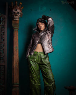 Jacket Woman / Fake Leather Silver Surfer - Copper PSYCHEDELIKA - Yacxilan Artwear