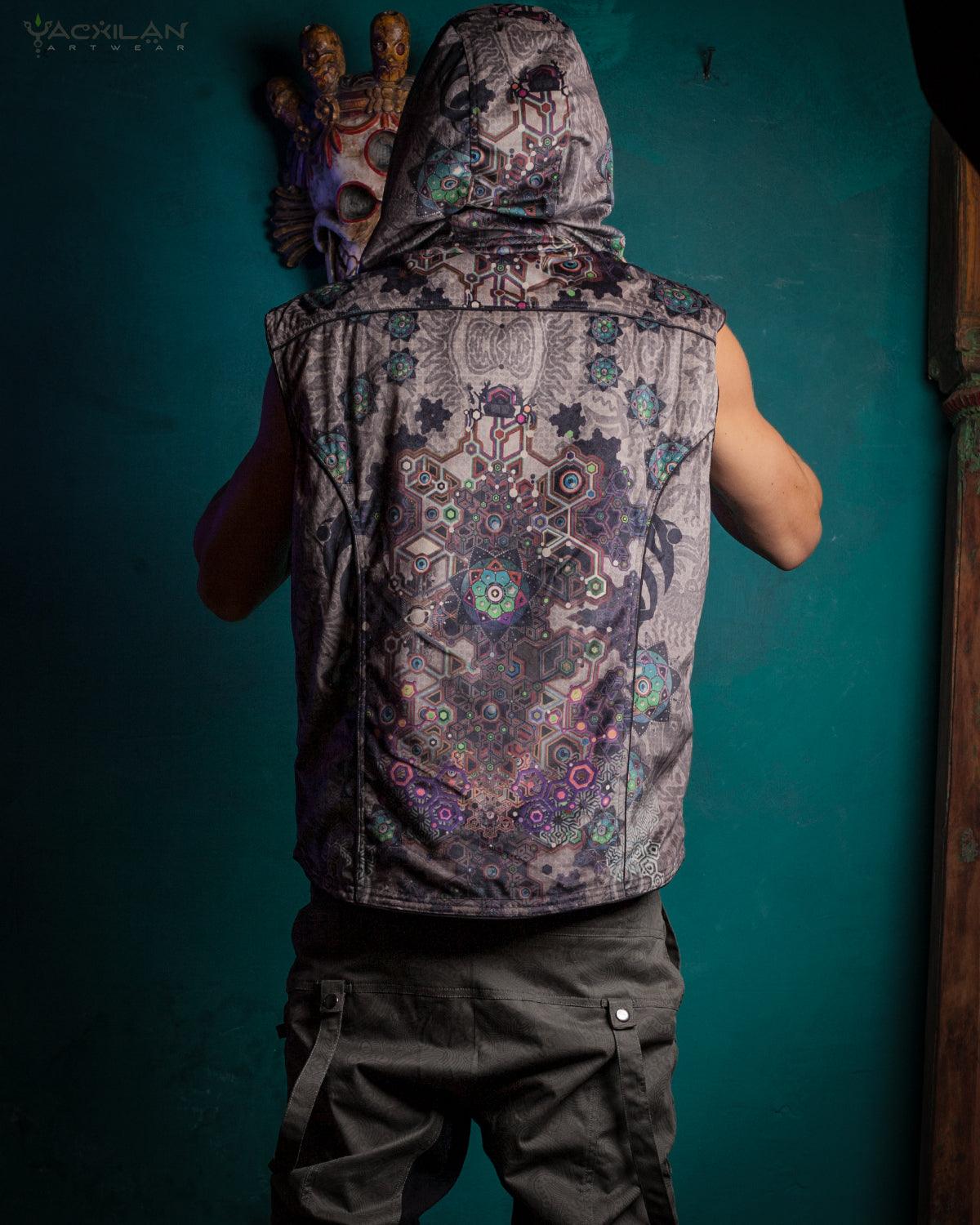 Jacket Men Sleeveless Hoodie / Velvet Fawn - VENADO - Yacxilan Artwear