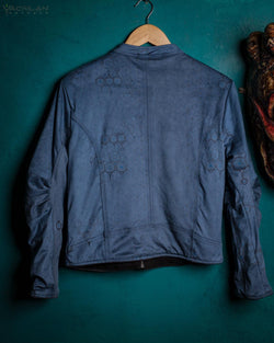 Jacket Woman Galactika / Fake Leather Swede - Blu LSDNA - Yacxilan Artwear