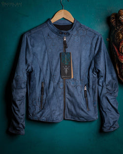 Jacket Woman Galactika / Fake Leather Swede - Blu LSDNA - Yacxilan Artwear