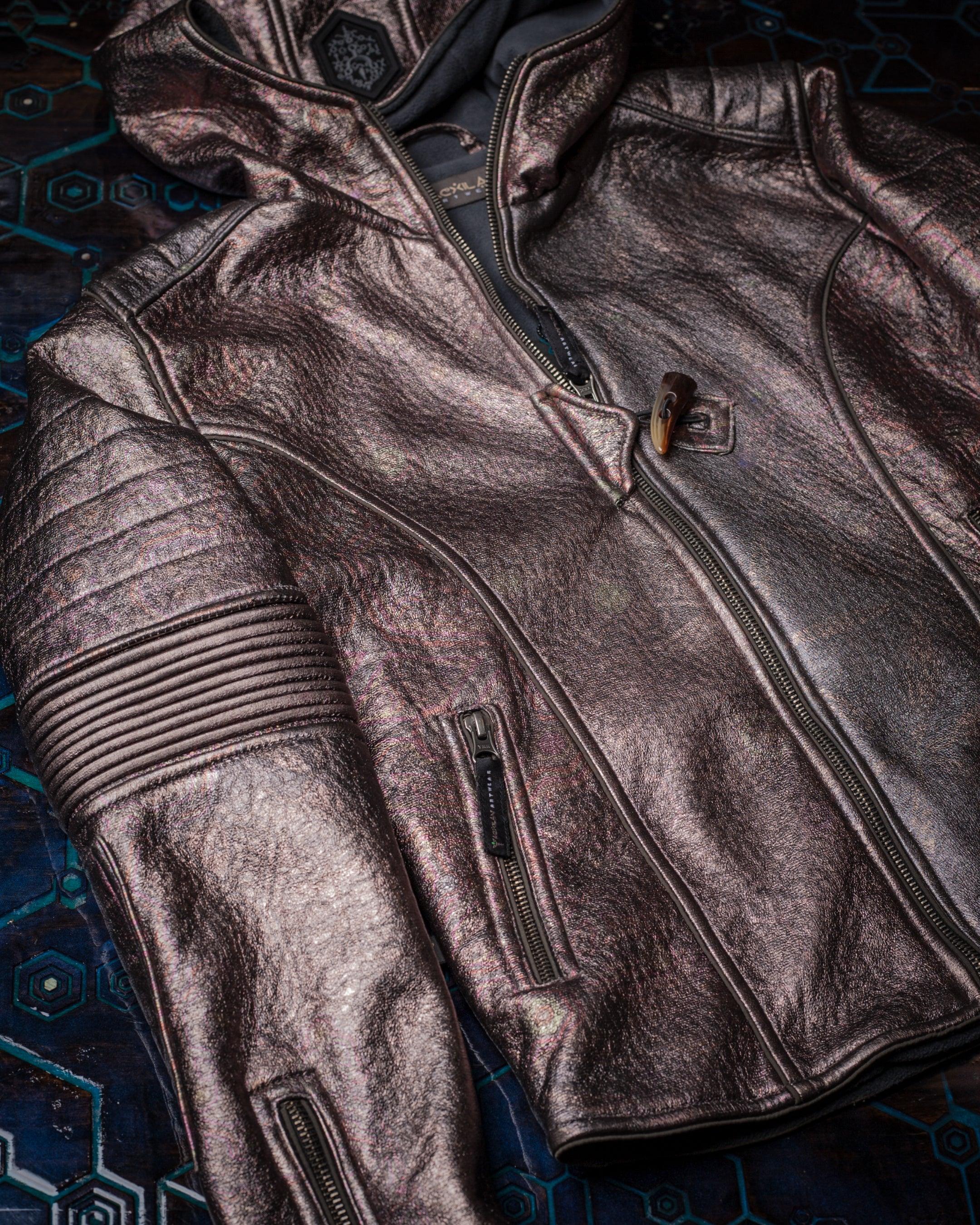 Jacket Woman / Fake Leather Silver Surfer - Copper PSYCHEDELIKA - Yacxilan Artwear