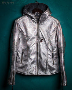 Jacket Woman / Fake Leather Silver Surfer - OWLIENS - Yacxilan Artwear