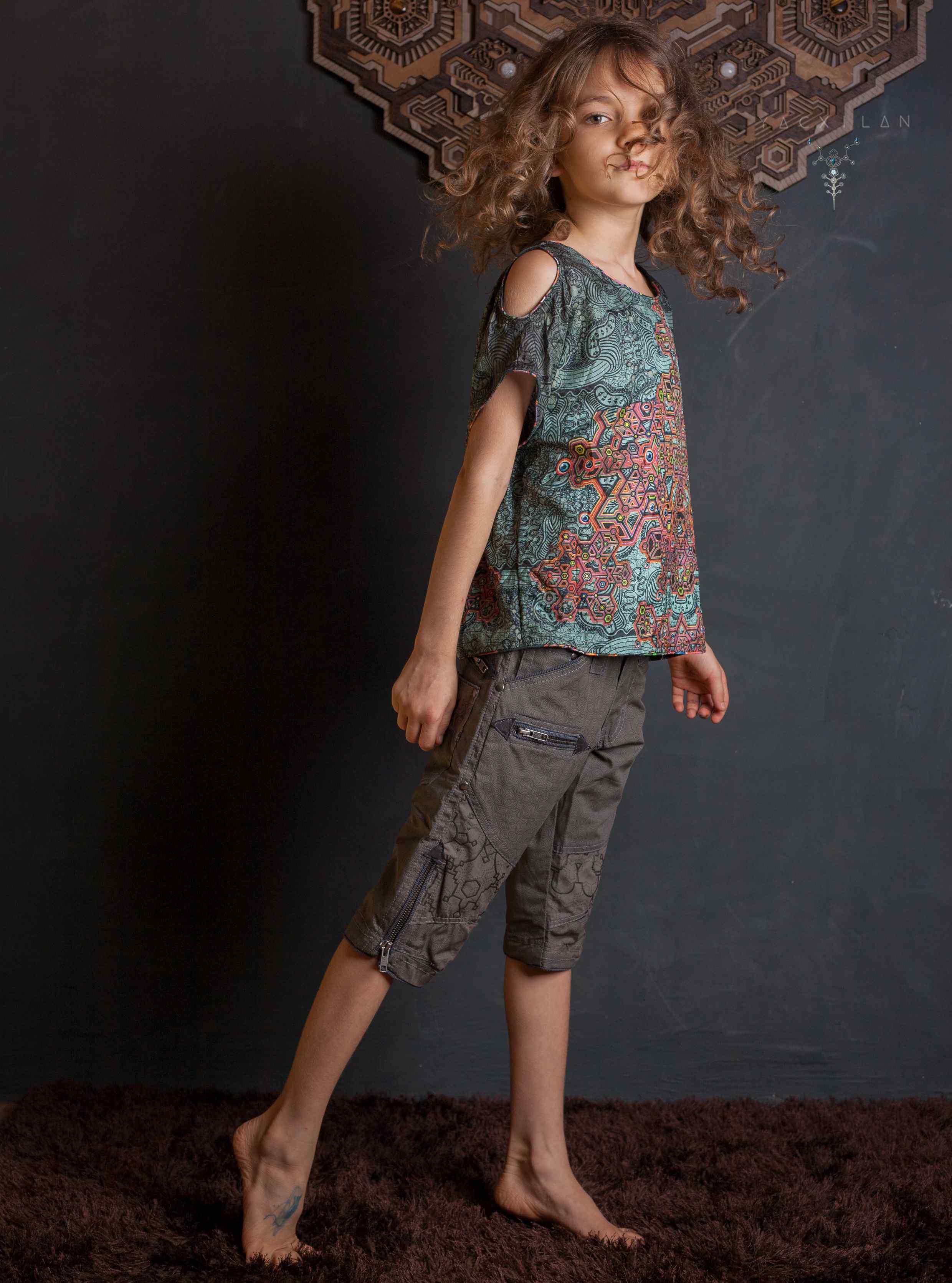 Corsaire Kid / Cotton Printed - GREY Yacxilan Artwear
