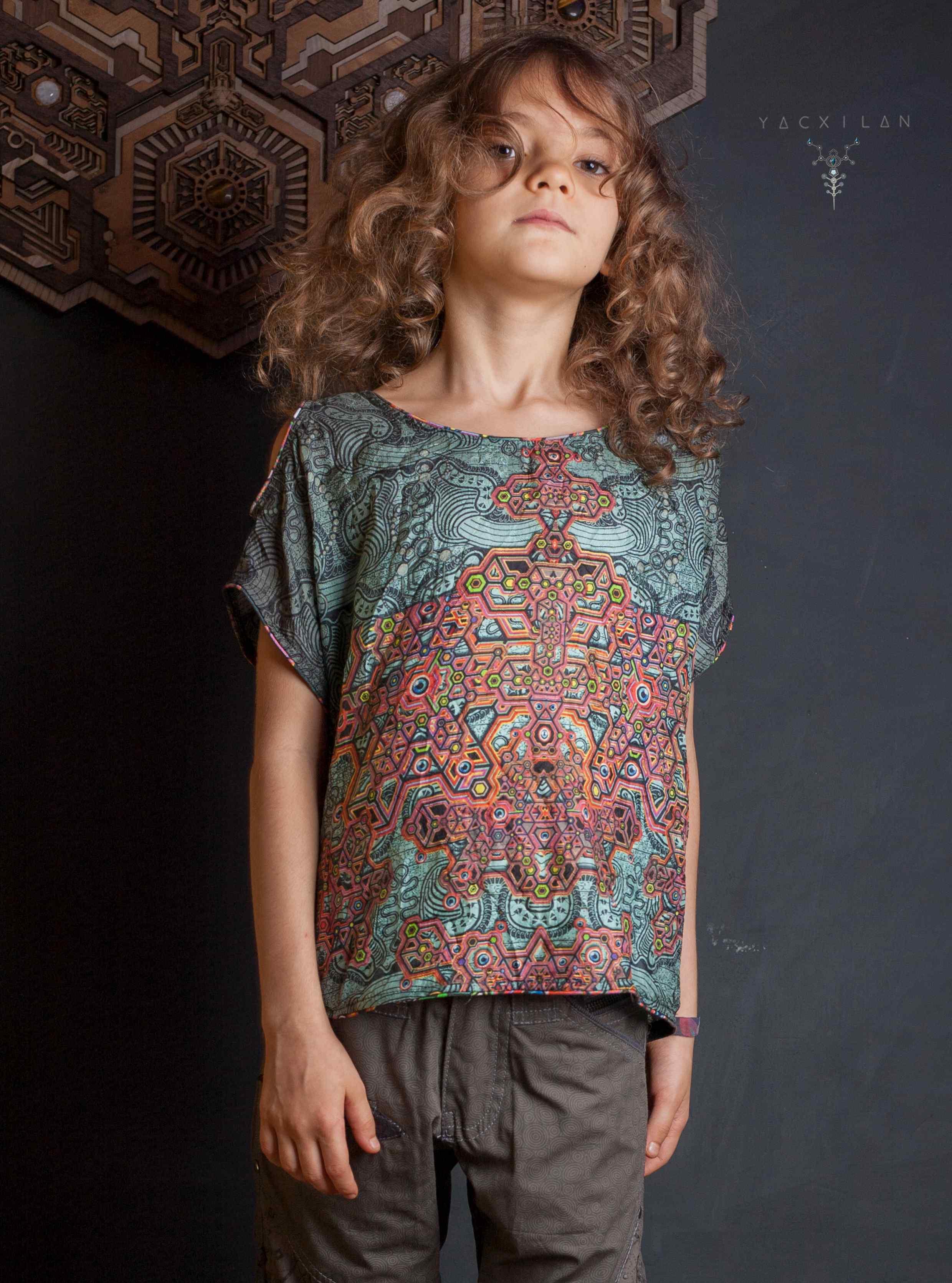 Corsaire Kid / Cotton Printed - GREY Yacxilan Artwear