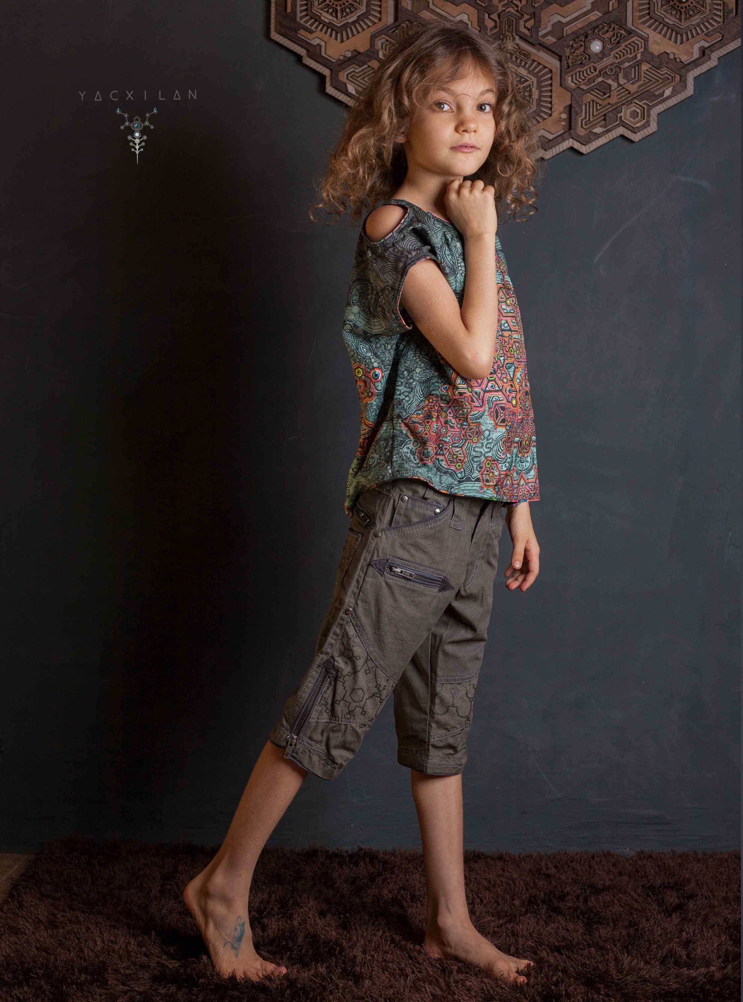 Corsaire Kid / Cotton Printed - GREY Yacxilan Artwear