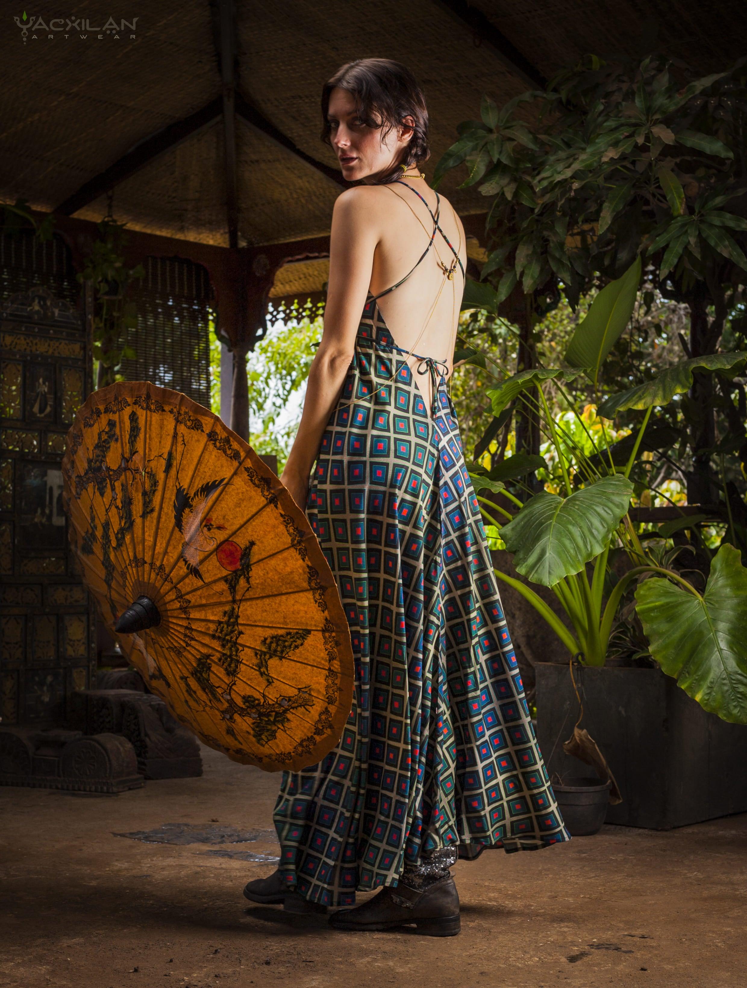 Long Dress Triangle / Bamboo - GURUCCI - Yacxilan Artwear