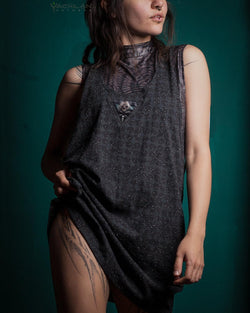 Tank Top Woman / Long John Cotton Slub - Black TETRIS Pirate - Yacxilan Artwear