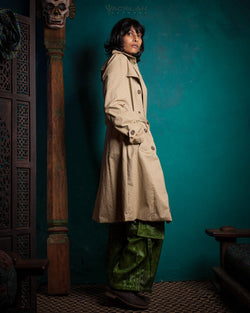 Coat Woman / Cotton Screenprinted - CLOUSEAU Sand TRIPIBO - Yacxilan Artwear