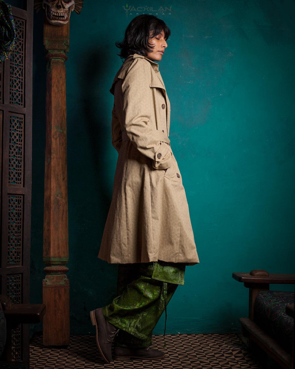 Coat Woman / Cotton Screenprinted - CLOUSEAU Sand TRIPIBO - Yacxilan Artwear