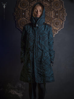 Coat Woman / Waterproof - Bottlegreen MAORIBONES Yacxilan Artwear