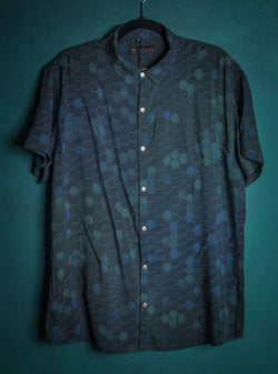 Shirt Men Half Sleeves / Bamboo - AQUAMARINA - Yacxilan Artwear