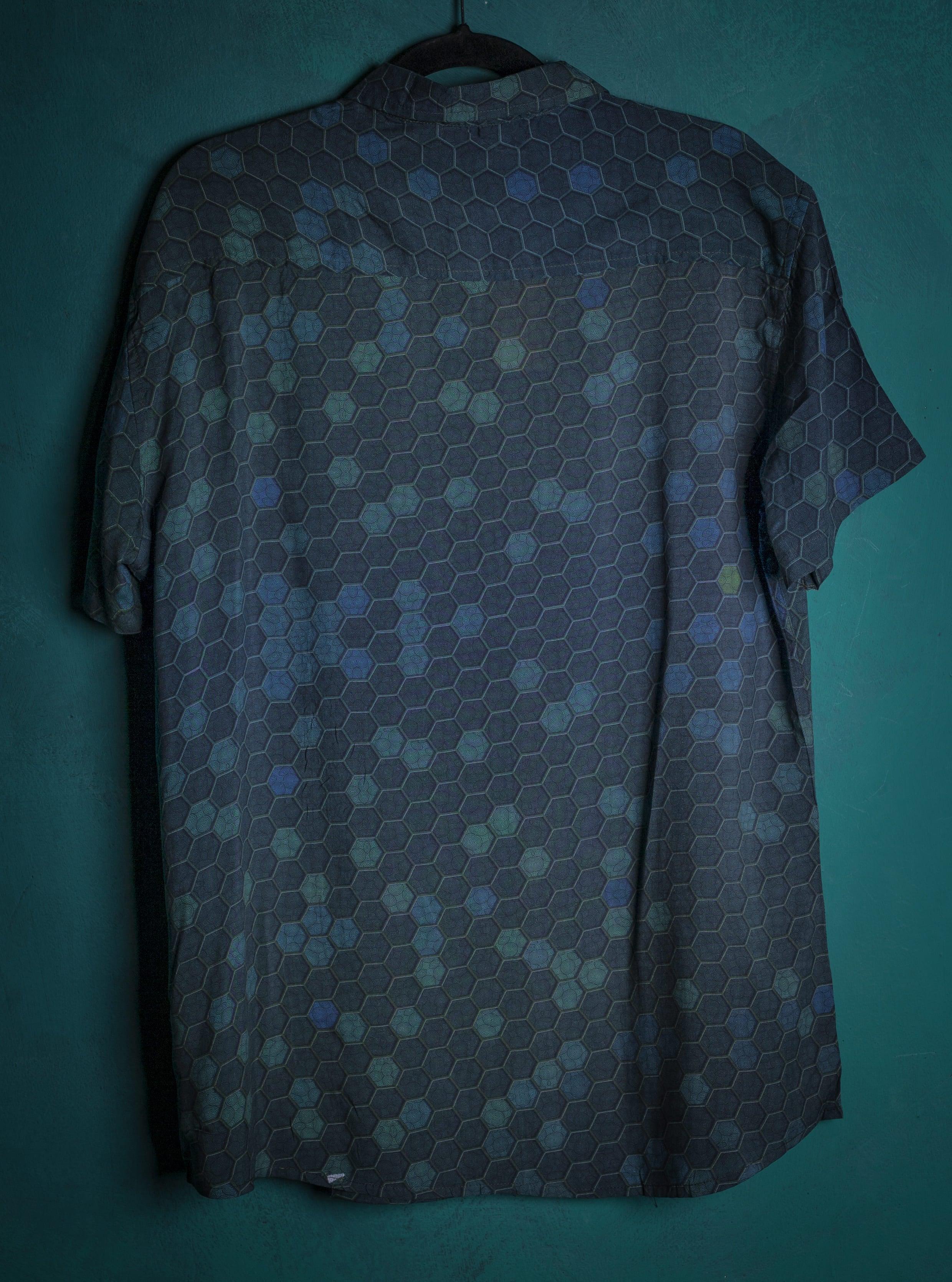 Shirt Men Half Sleeves / Bamboo - AQUAMARINA - Yacxilan Artwear