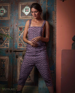 Overall Woman / Linen Printed - Pink XOXOLATL - Yacxilan Artwear