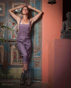 Overall Woman / Linen Printed - Pink XOXOLATL - Yacxilan Artwear