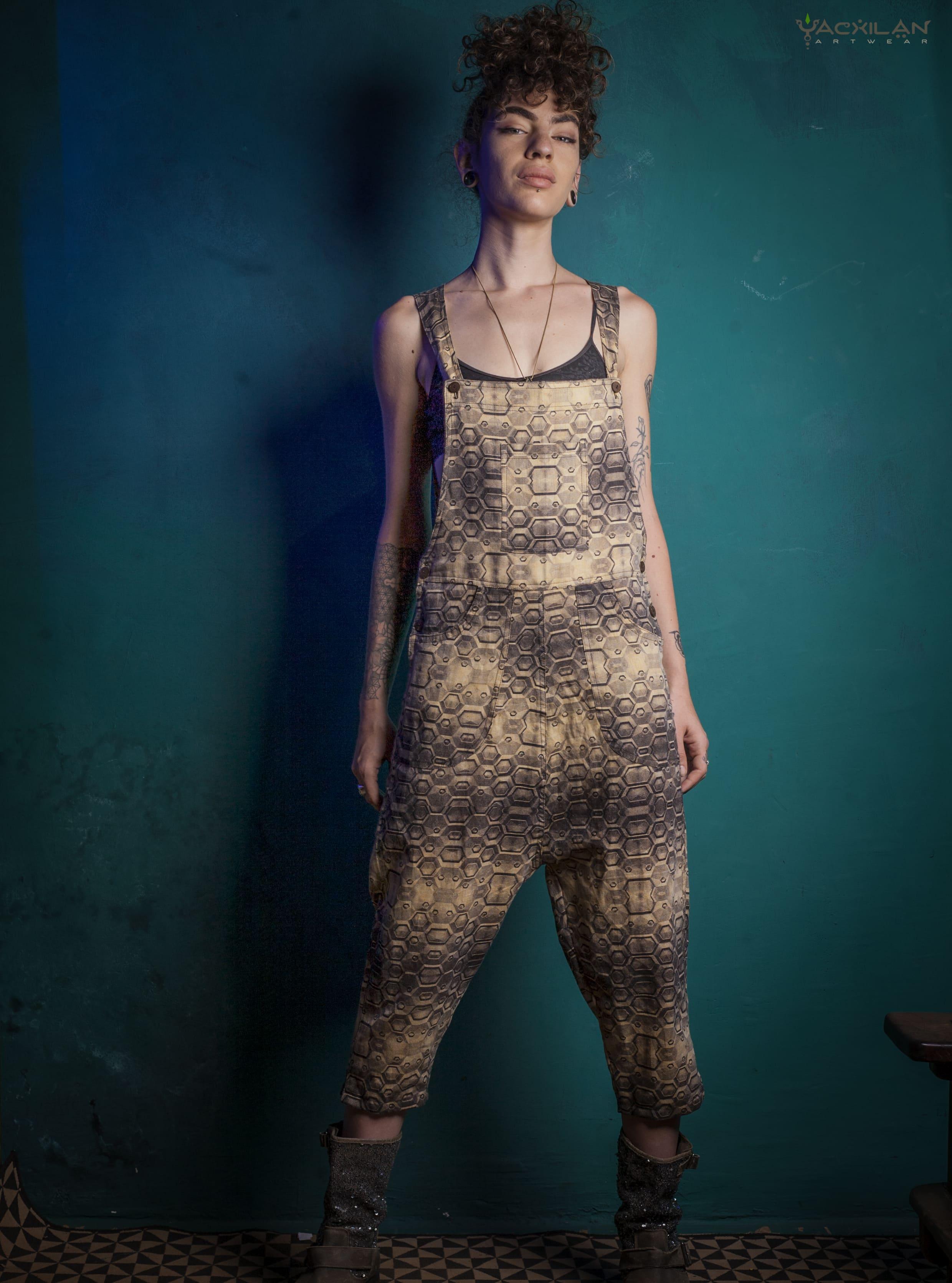 Overall Woman / Linen Printed - Yellow HEX - Yacxilan Artwear