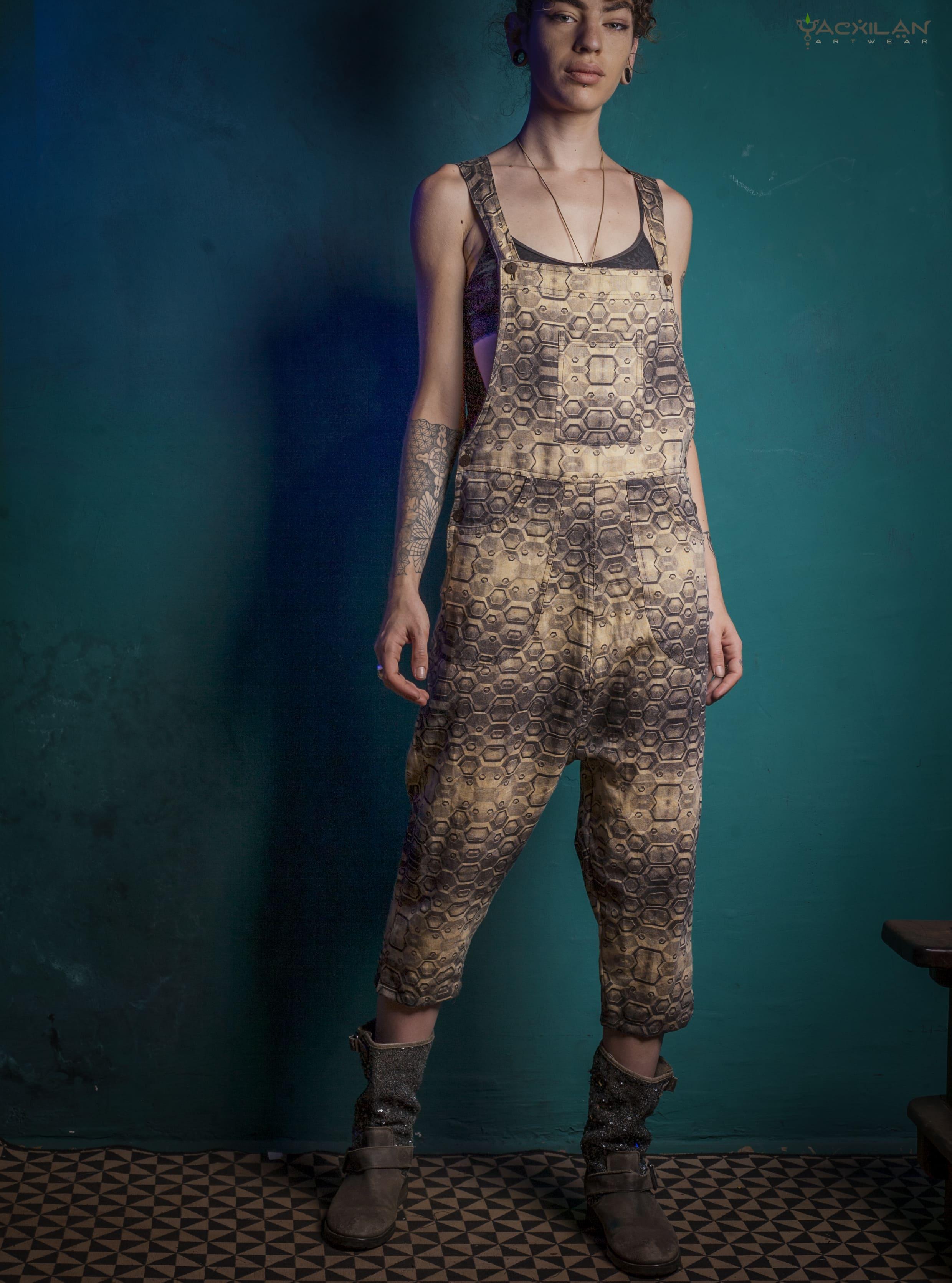 Overall Woman / Linen Printed - Yellow HEX - Yacxilan Artwear