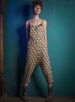 Overall Woman / Linen Printed - Yellow TROPELOPE - Yacxilan Artwear