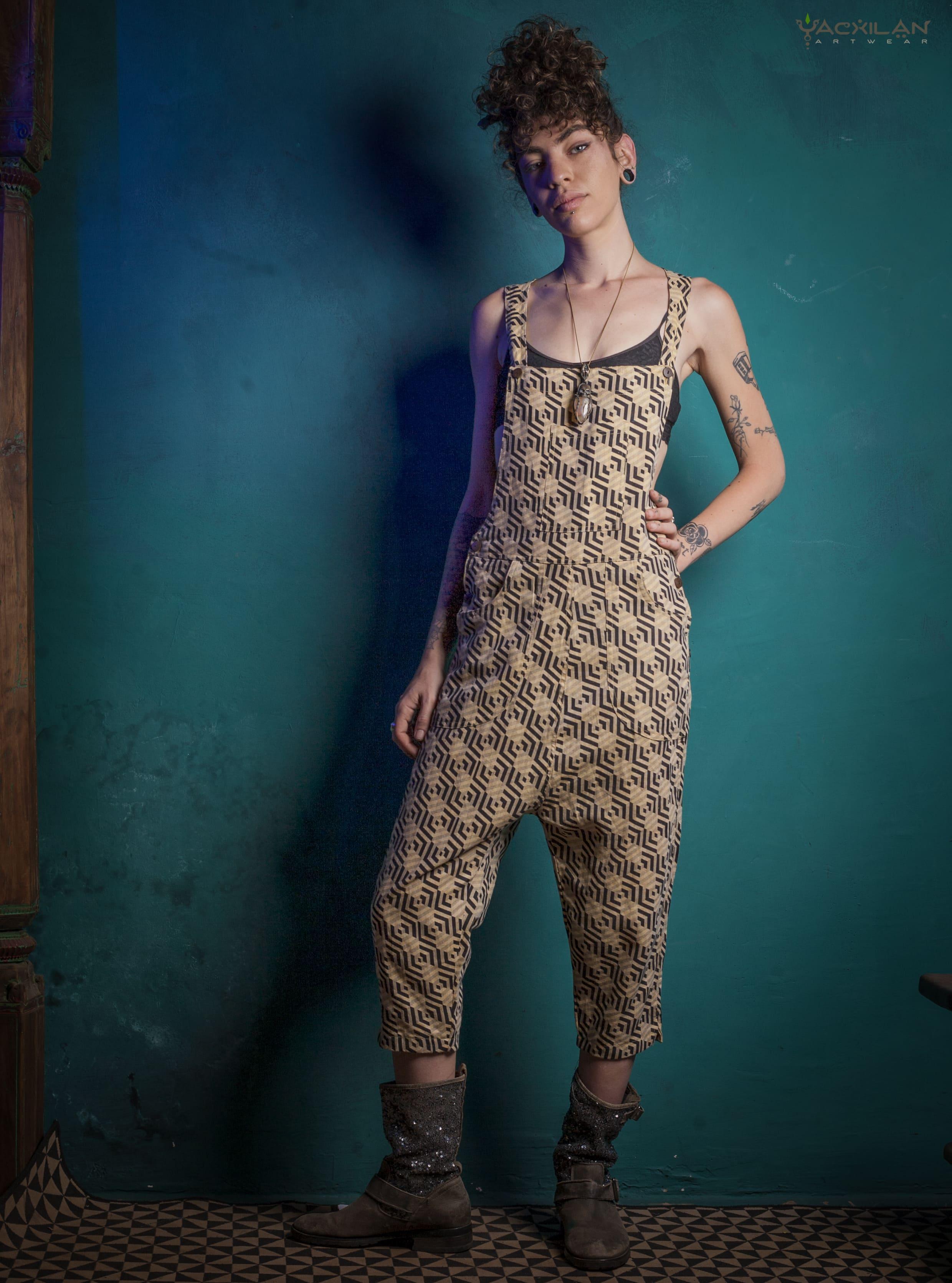 Overall Woman / Linen Printed - Yellow TROPELOPE - Yacxilan Artwear