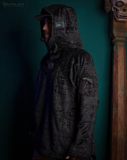 Hoodie Men / Oversized Velvet Polar - Black SHAMANKA - Yacxilan Artwear