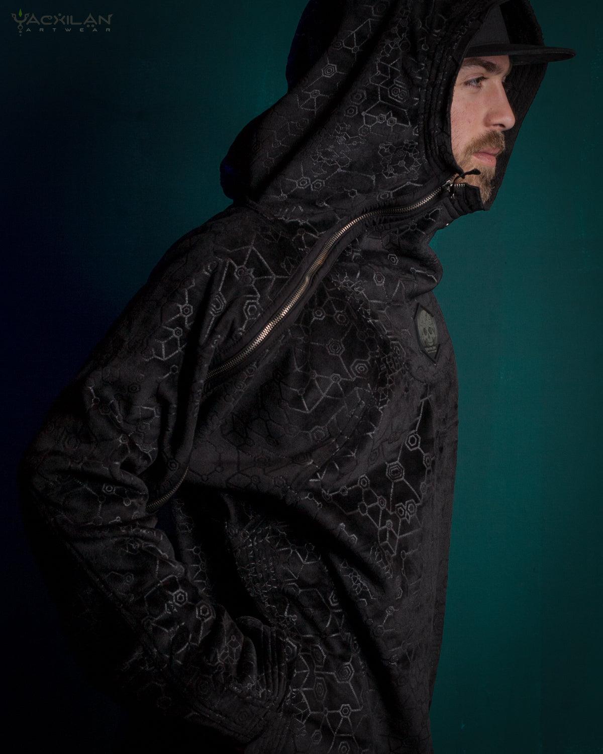 Hoodie Men / Oversized Velvet Polar - Black SHAMANKA - Yacxilan Artwear