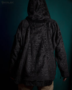 Hoodie Men / Oversized Velvet Polar - Black SHAMANKA - Yacxilan Artwear