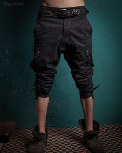 Pants Men Pirate / Cotton Screenprint - Black SHAMANKA - Yacxilan Artwear