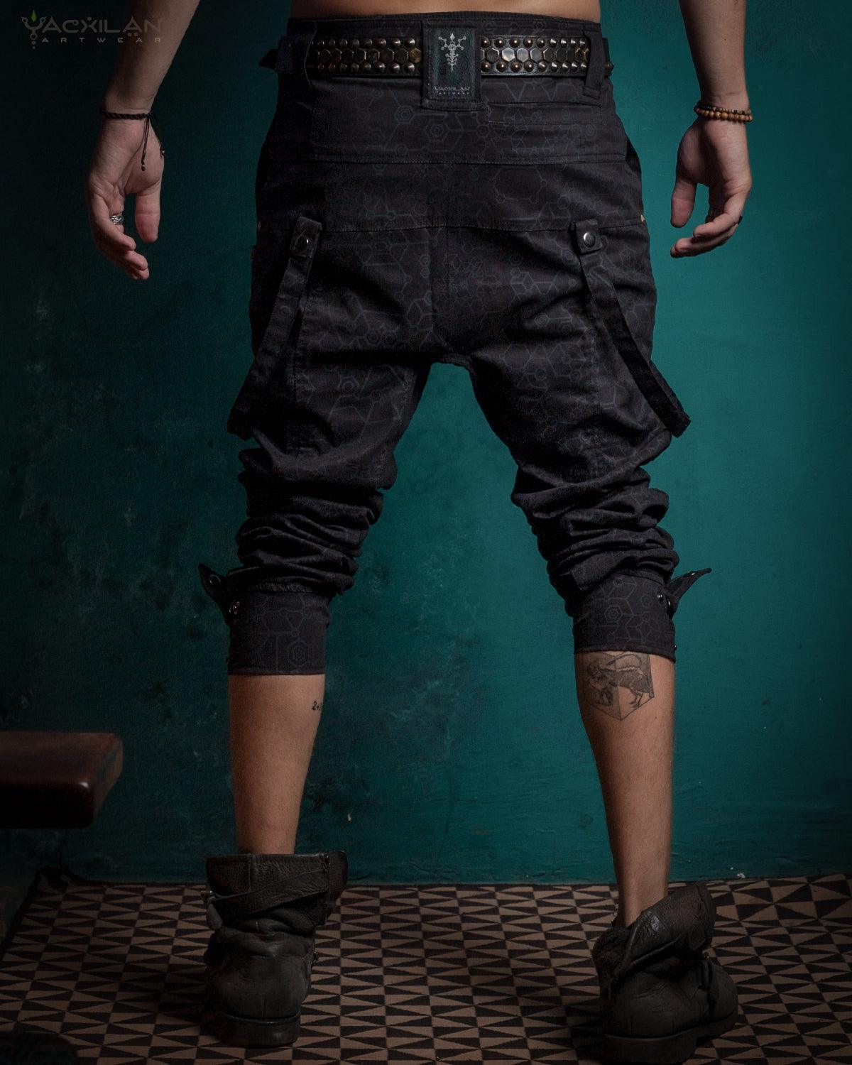 Pants Men Pirate / Cotton Screenprint - Black SHAMANKA - Yacxilan Artwear