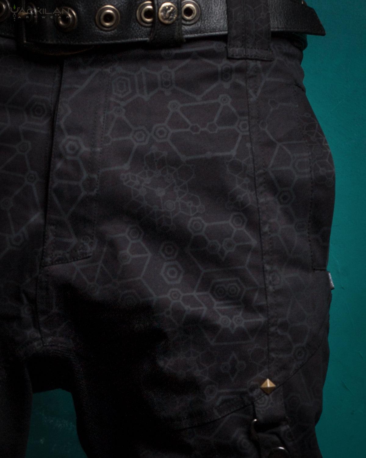 Pants Men Pirate / Cotton Screenprint - Black SHAMANKA - Yacxilan Artwear