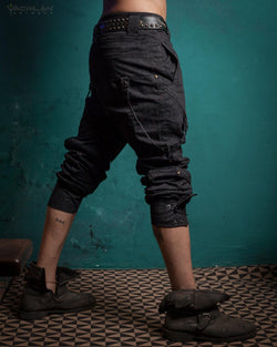 Pants Men Pirate / Cotton Screenprint - Black SHAMANKA - Yacxilan Artwear