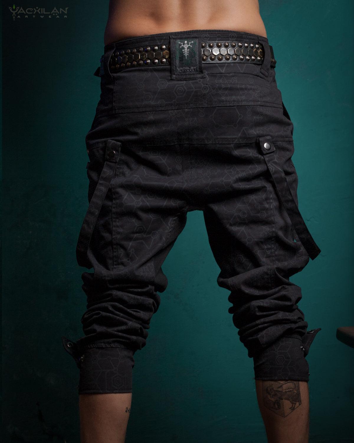 Pants Men Pirate / Cotton Screenprint - Black SHAMANKA - Yacxilan Artwear