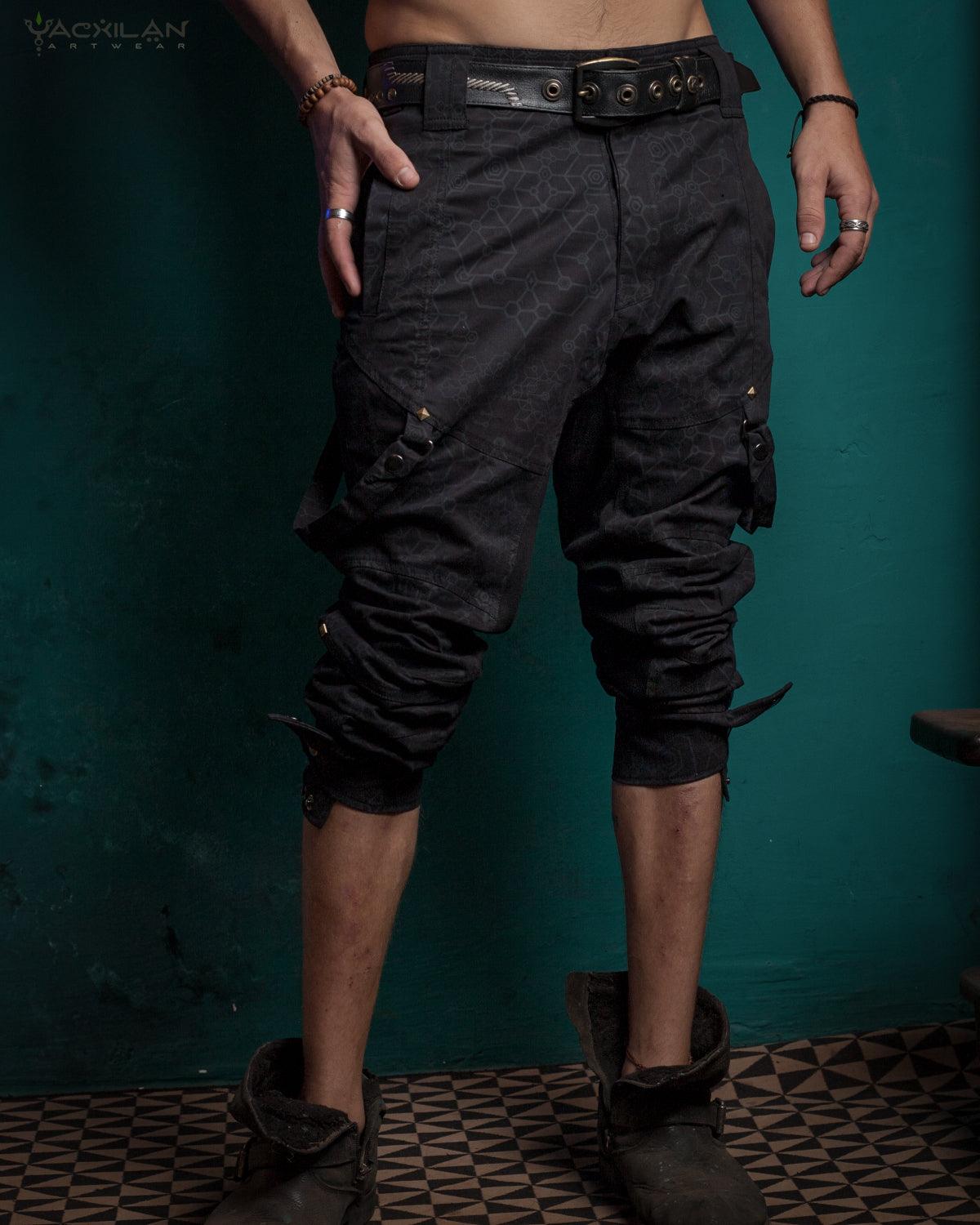 Pants Men Pirate / Cotton Screenprint - Black SHAMANKA - Yacxilan Artwear