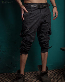 Pants Men Pirate / Cotton Screenprint - Black SHAMANKA - Yacxilan Artwear