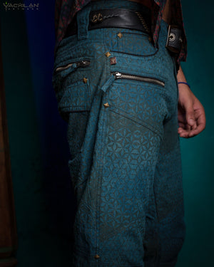 Pants Men / Hemp Woven Veg Dye & Print Greendigo - SANDSOTIME