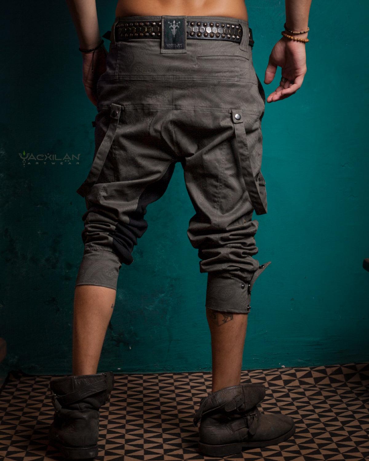 Pants Men Pirate / Cotton Screenprint - Grey MYCELIUM - Yacxilan Artwear