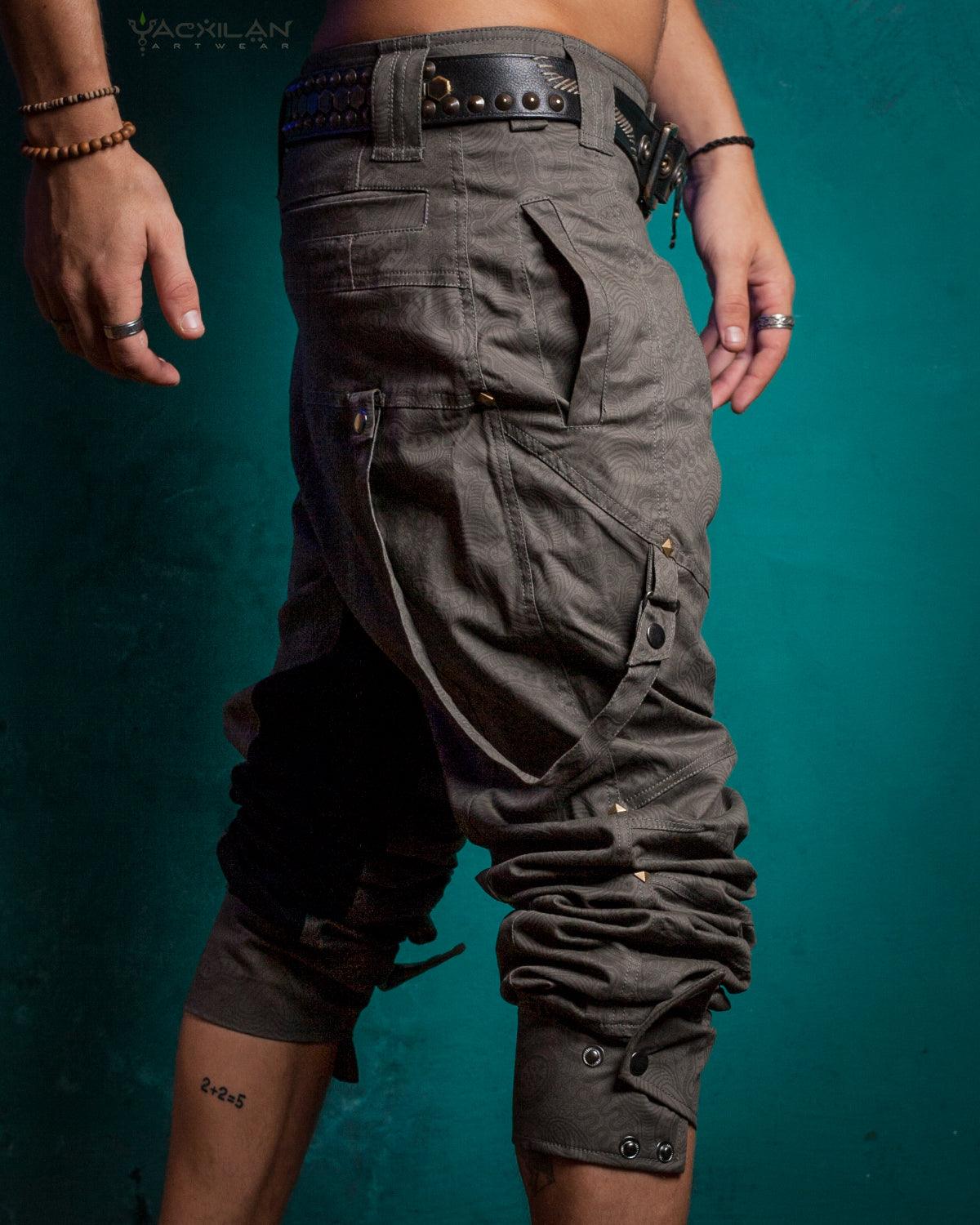 Pants Men Pirate / Cotton Screenprint - Grey MYCELIUM - Yacxilan Artwear