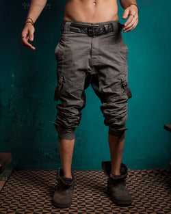 Pants Men Pirate / Cotton Screenprint - Grey MYCELIUM - Yacxilan Artwear