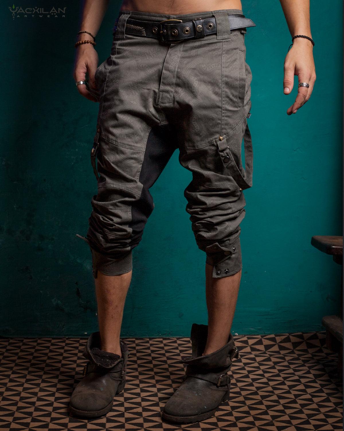 Pants Men Pirate / Cotton Screenprint - Grey MYCELIUM - Yacxilan Artwear