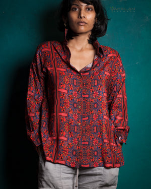 Shirt Woman Long Sleeves Backsplit / Viscose - PANAMA CANAL