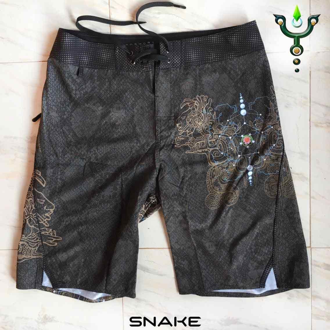 Boardshort Men / Fast Dry - PAKAL SNAKE - Yacxilan Artwear