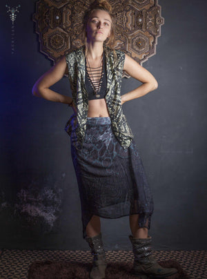 Shirt Woman Sleeveless / Silk - BONE MAORIBONES Yacxilan Artwear