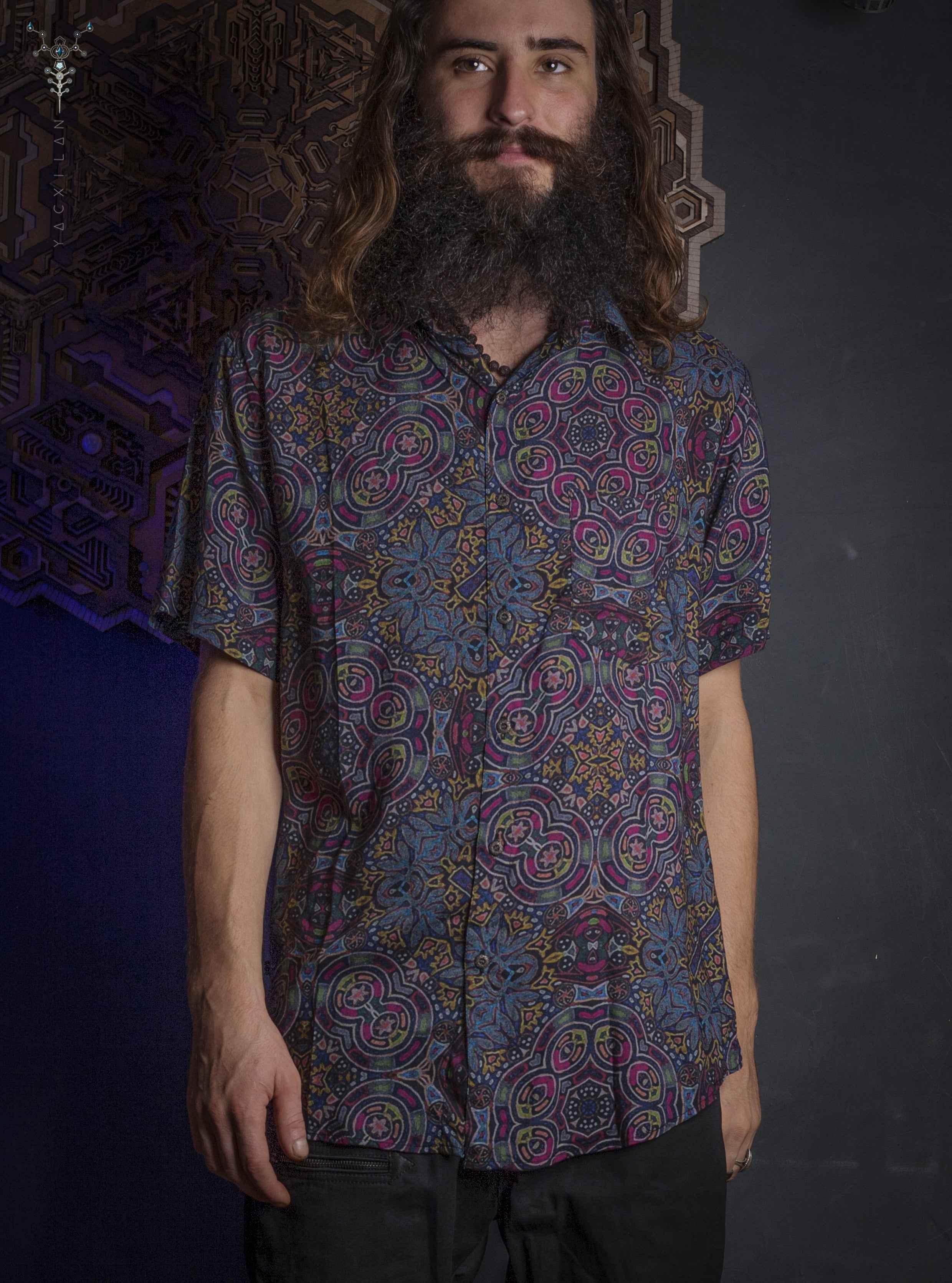 Shirt Men Half Sleeves / Bamboo - DARK HUIRRAZ - Yacxilan Artwear