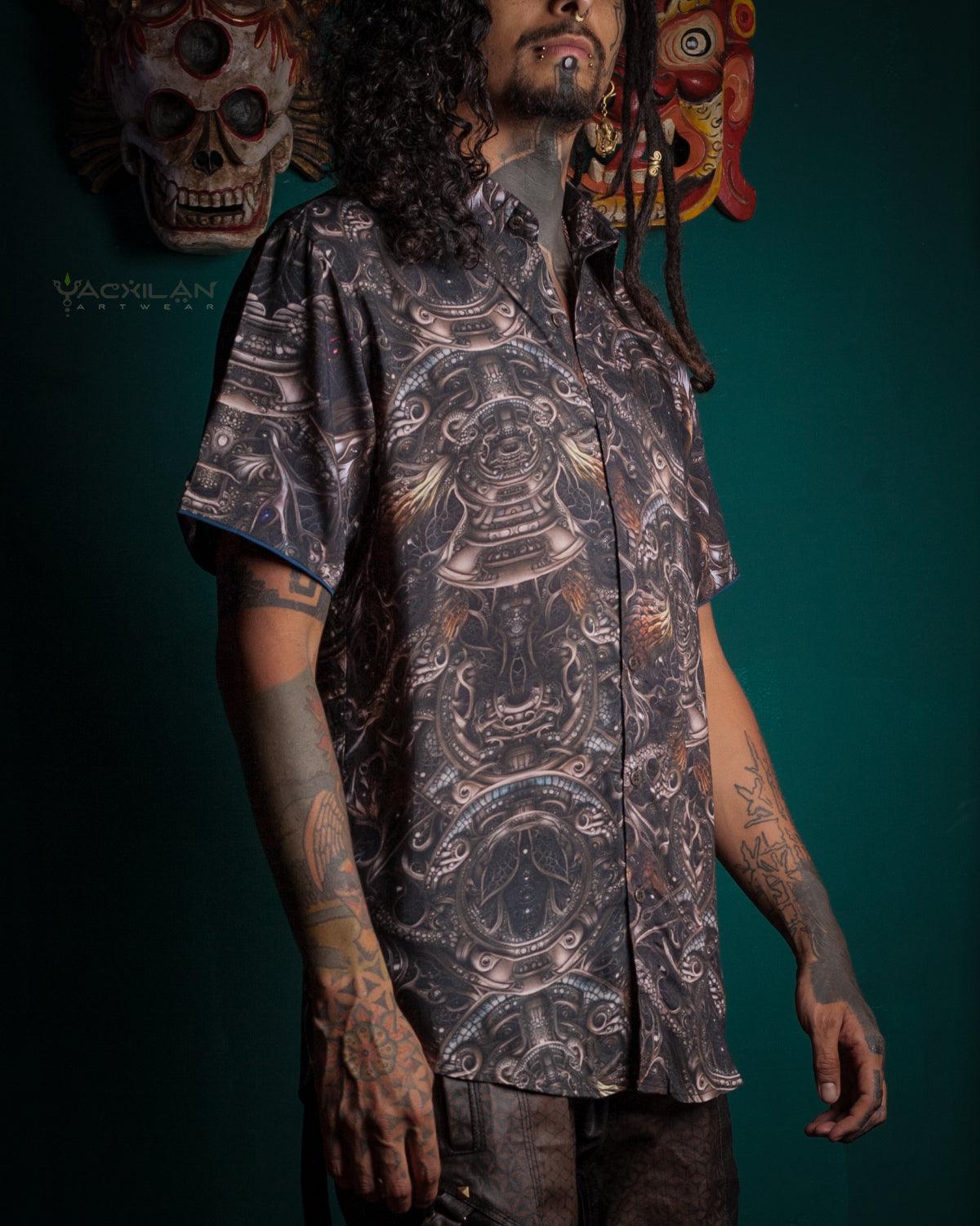 Shirt Men Half Sleeves / Bamboo - DENDE Dark Mix - Yacxilan Artwear