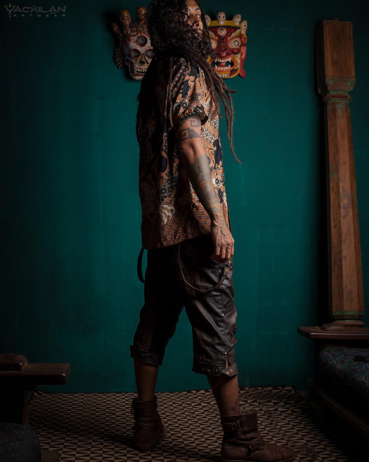 Shirt Men Half Sleeves / Cotton Battik- Orange BATIK - Yacxilan Artwear